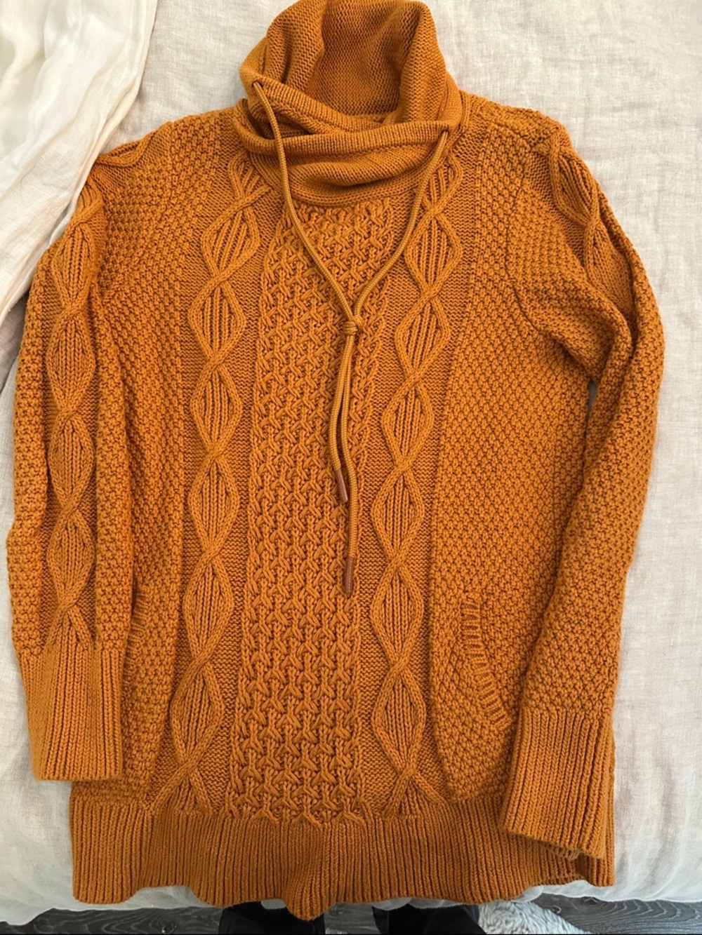 LLBean Signature Cable Knit Turtleneck Sweater - Burnt Orange
